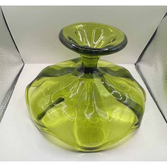 Vintage Viking MCM Mid-Century Glass Green Pedestal Bowl Candy Dish - Picture 5 of 5